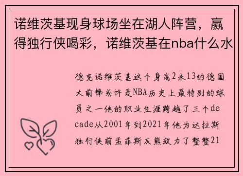 诺维茨基现身球场坐在湖人阵营，赢得独行侠喝彩，诺维茨基在nba什么水平